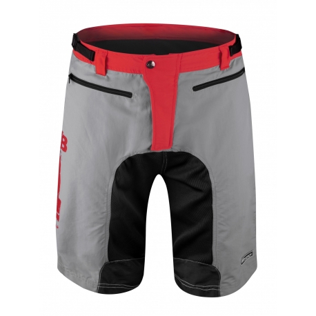 FORCE kalhoty MTB-11 s odnímatelnou vložkou, šedé