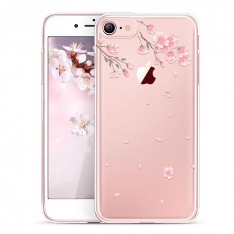 Pouzdro ESR Mania Cherry Blossoms pro iPhone SE (2020) / 8 / 7, průhledné